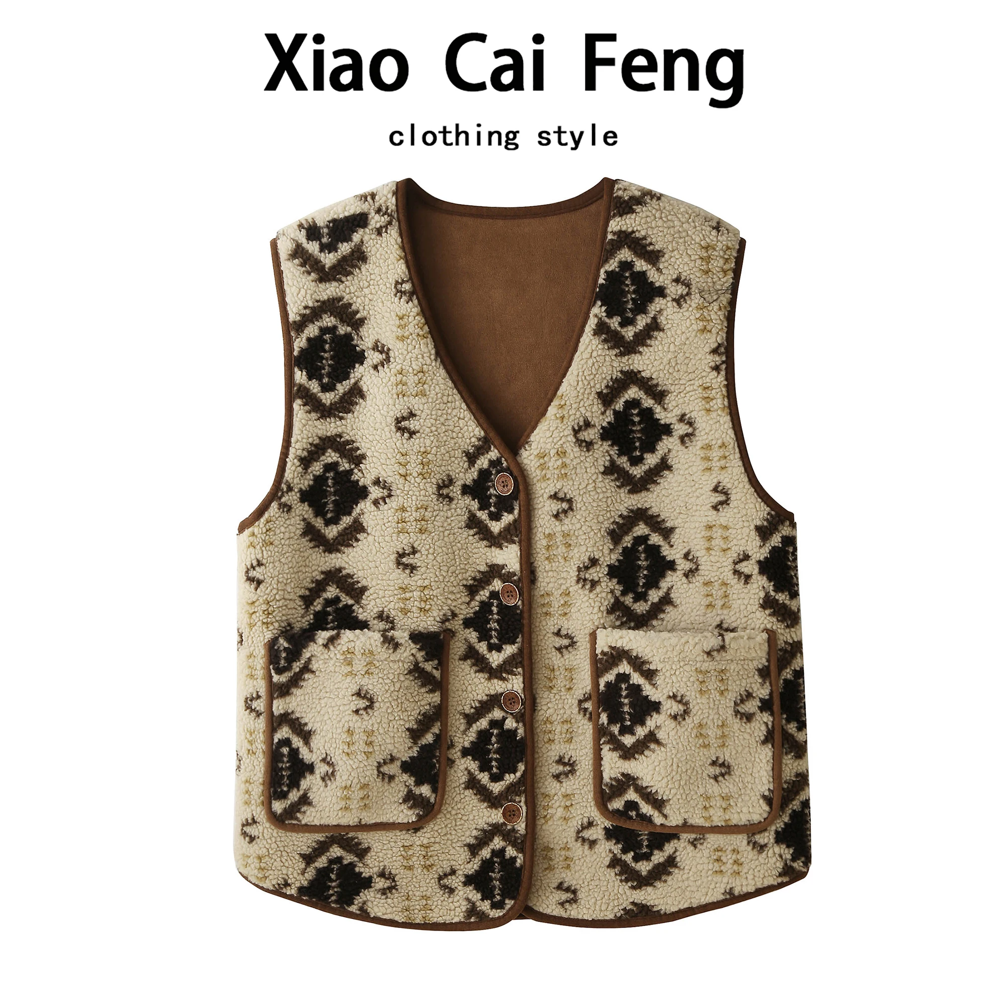 

Ретро Fair Isle вязаный жилет Thiened Svel, женский осенне-зимний новый дизайн с v-образным вырезом на хлопковой подкладке с растительным цветочным узором