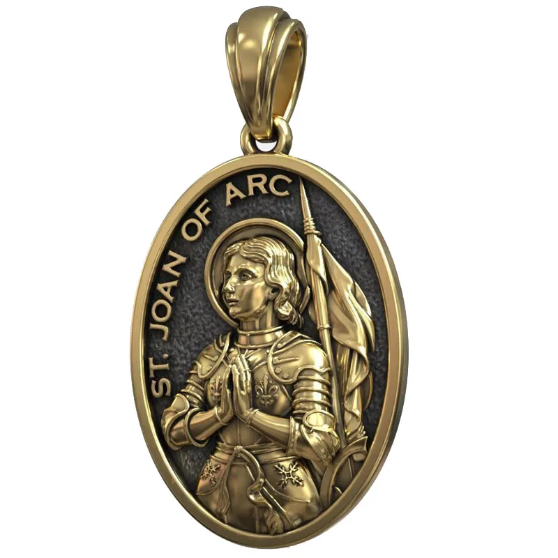 

11.5g Saint Joan of Arc Christian Medal Jeanne d Arc Pendant Customized 925 SOLID STERLING Silver High Trendy