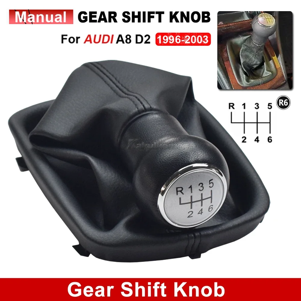 For Audi A6 C5 97-01 A4 B5 1998-00 A8 D2 1996-03 5/6 Speed Gear Shift Knob Shifter Gearstick Lever Gaiter Boot Cover Car Styling