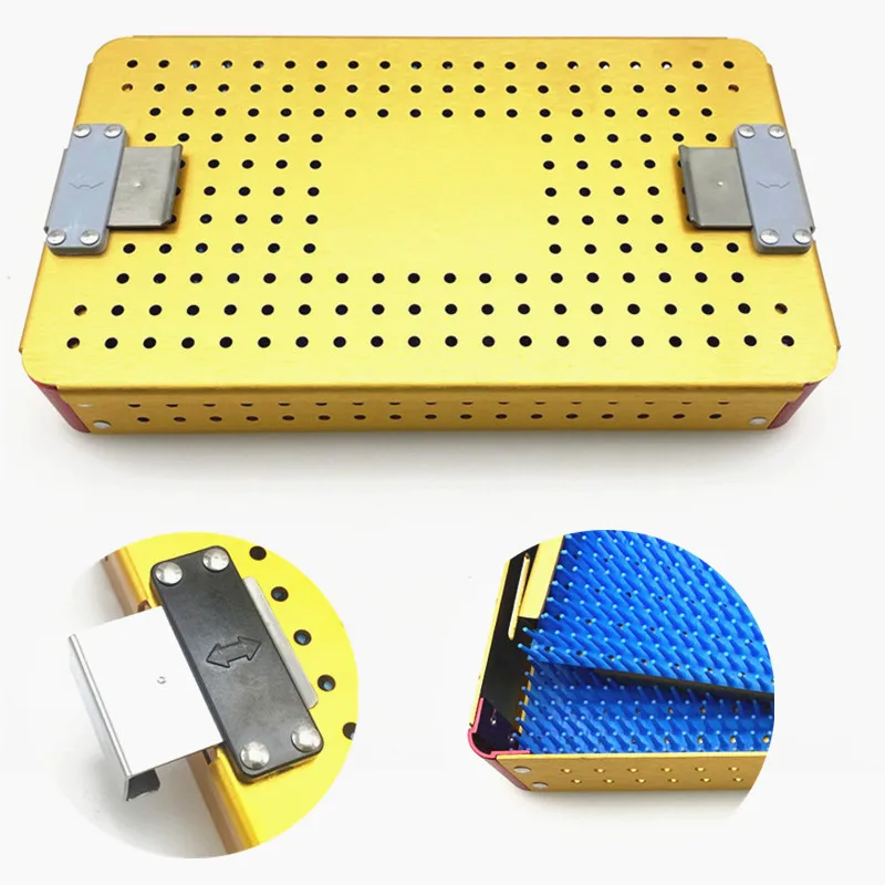 Disinfection Box Double Layer Ophthalmic Surgical Autoclavable Microsurgical Instruments  with 2 Silicone Pads