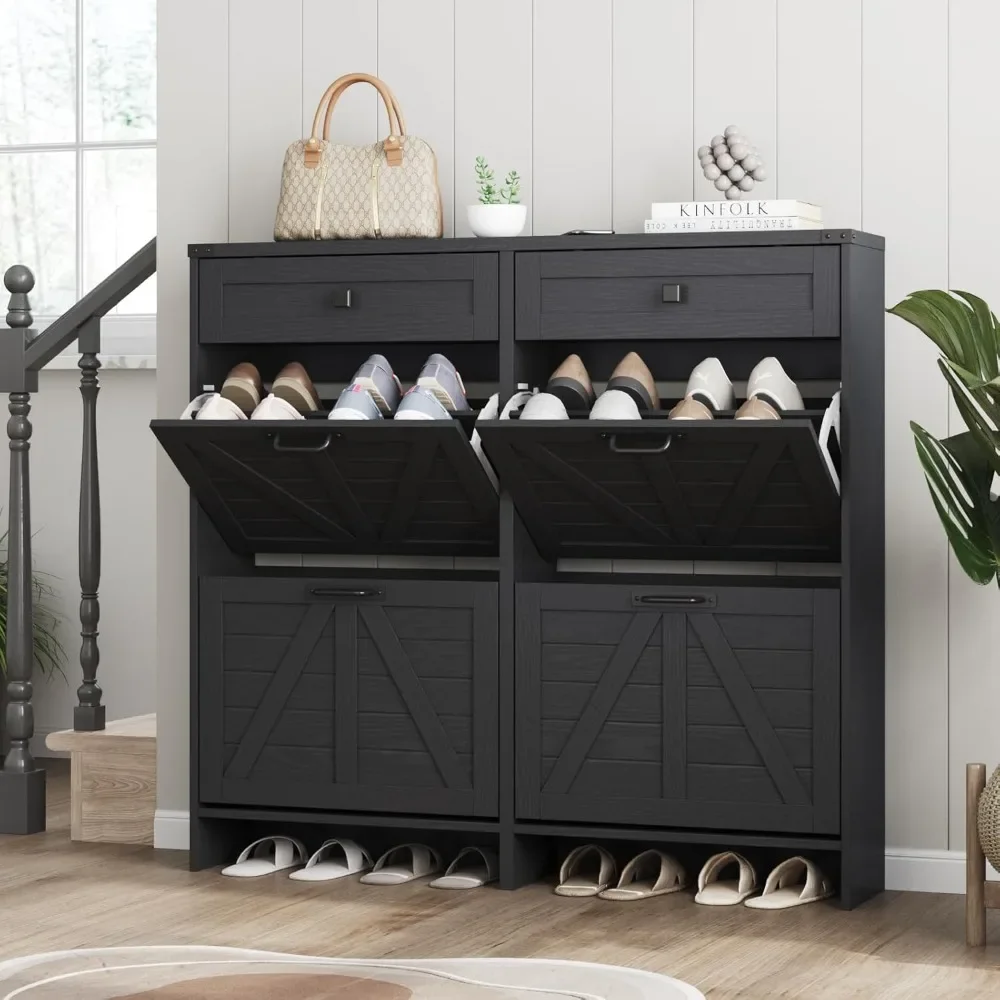 

Shoe Storage Cabinet with 4 Flip Drawers & 2 Drawers,Shoe Cabinet Storage with Legs for Entryway