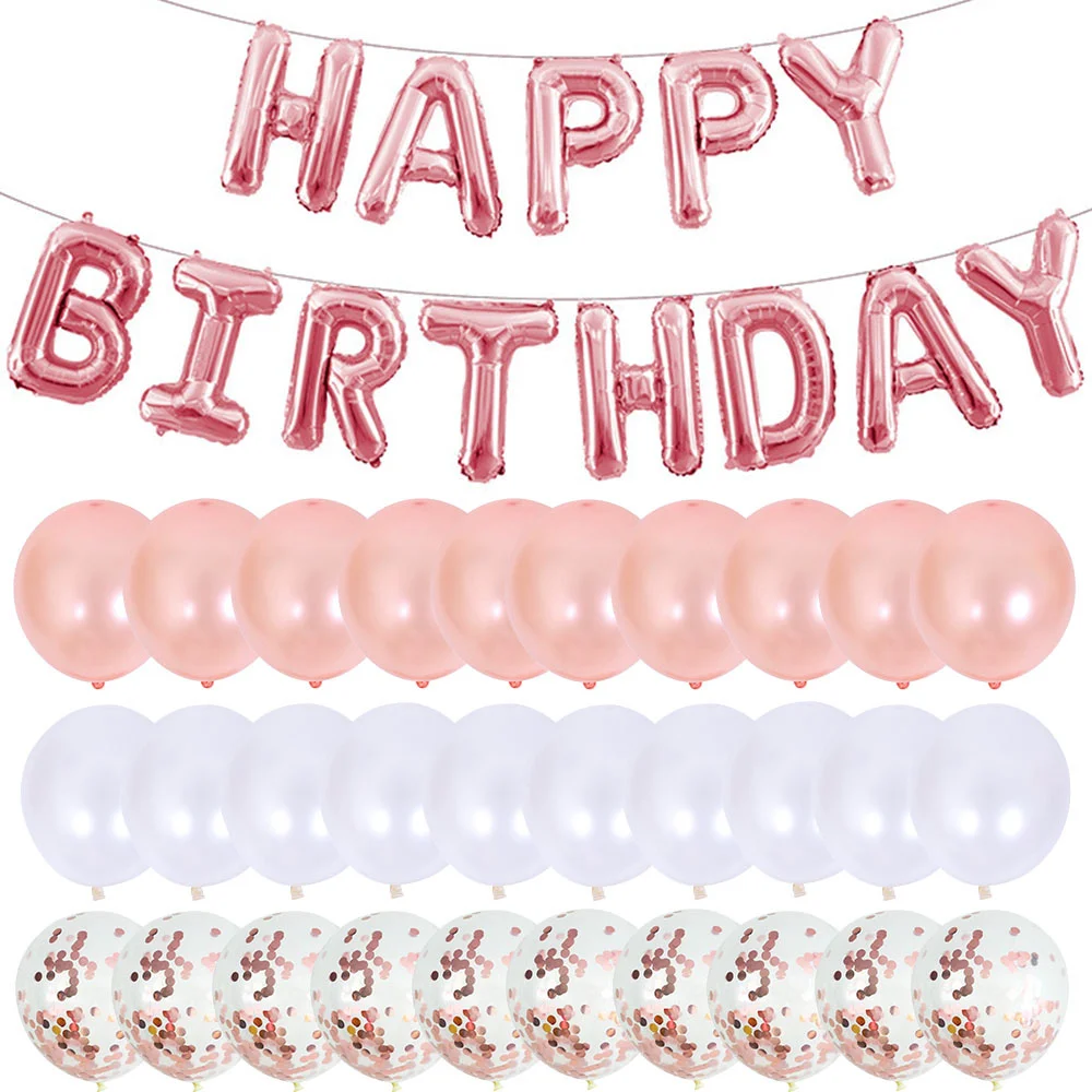 43Pcs/Set Happy Birthday Balloons 16inch Foil Letter Balloon 12inch Confetti Latex Balloon For Birthday Party Decoration