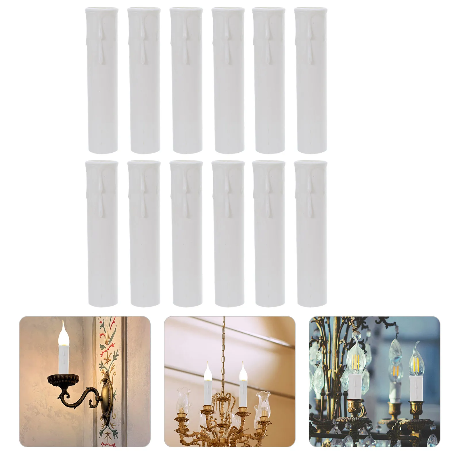 

12Pcs Plastic Drip Socket Covers for E14 Chandelier Sockets Vintage Sleeve Covers Light Socket Sleeves Hanging