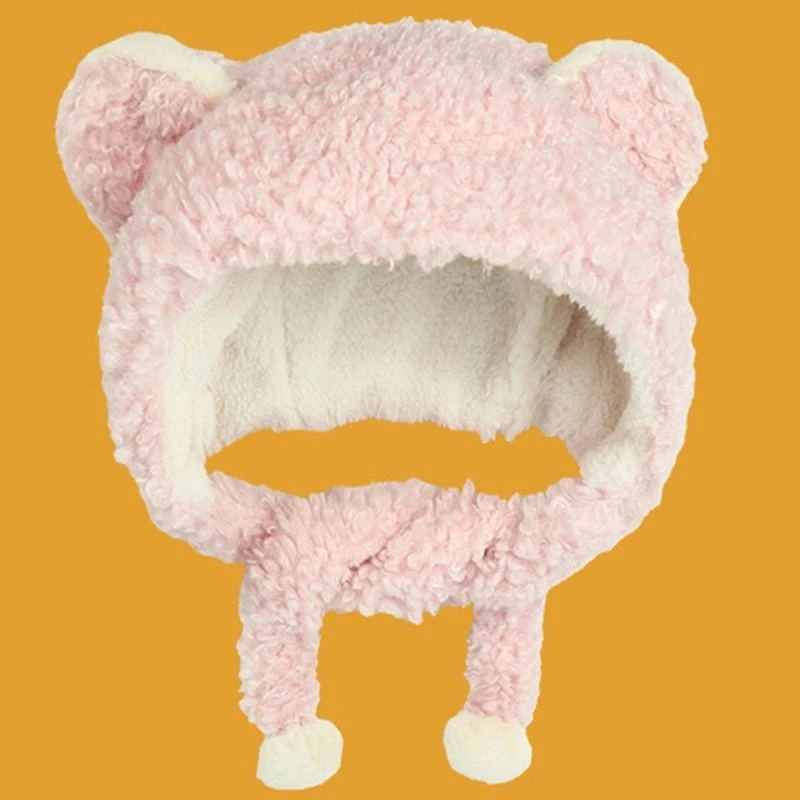 Dulce lindo oso/orejas conejo sombrero con bufanda 2 en 1 peludo leifeng sombrero diadema gorra para hombres mujeres niñas a