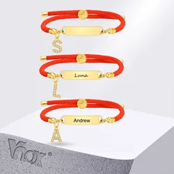 Vnox Pulseras personalizadas gratis con nombre de bebé y fecha de nacimiento para recién nacidos, pulseras con letras iniciales de A-Z, regalo para niños y niñas