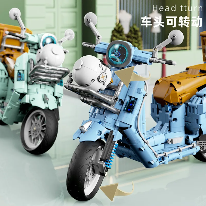 TGL T4025 Vintage Classic Motorcycle Model Brick City Traffic Series Child Assembly Toys Building Blocks Gift For Boys 1828PCS