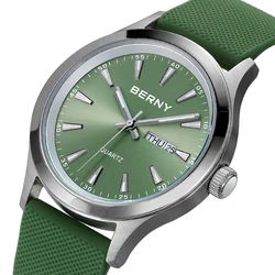 BERNY Watches for Men 40mm Luminous Elegance Dress Quartz Watch Calendar Week Luxury Waterproof Casual Business Men's Wristwatch
