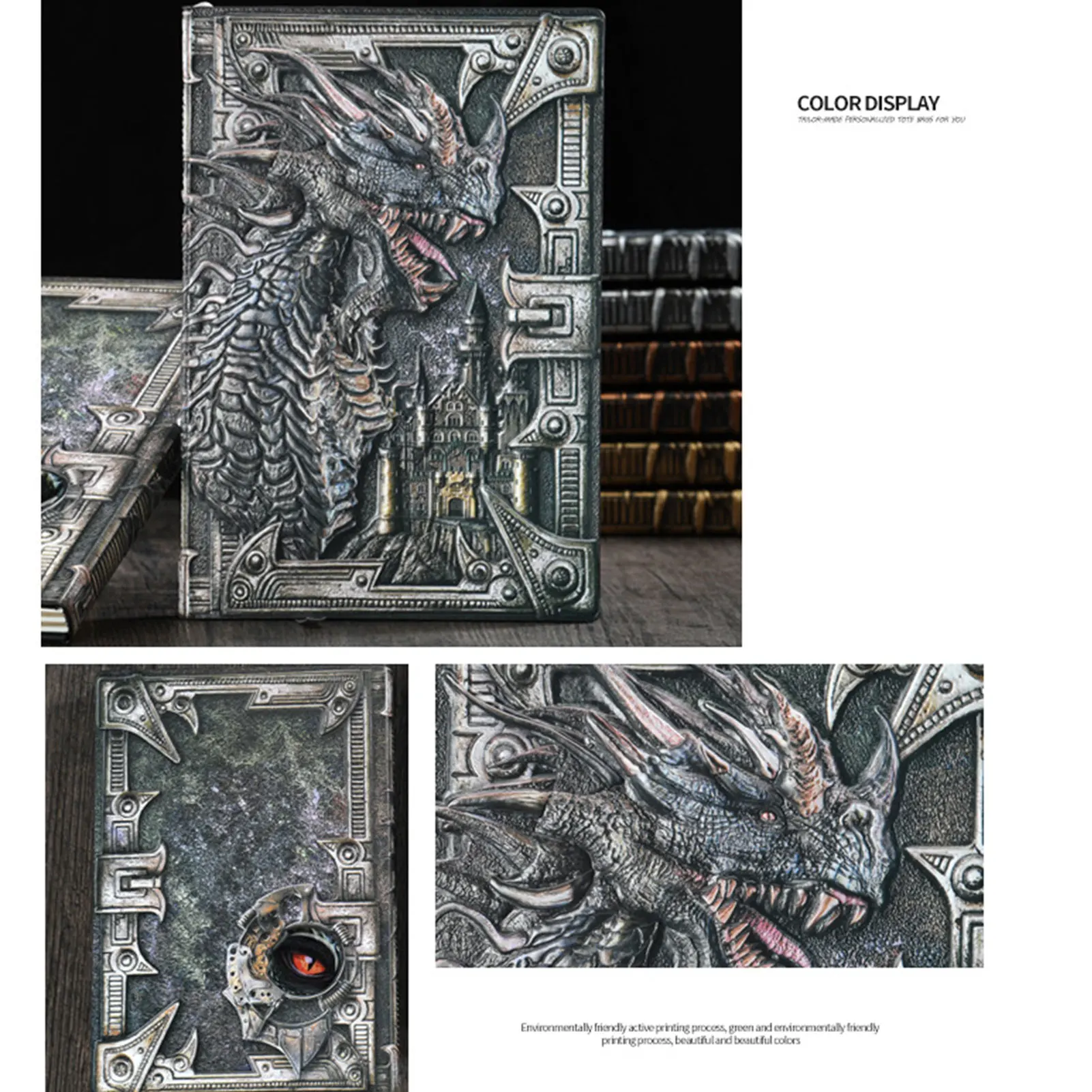 Retro Embossed Dragon Book Beautiful 3D Dragon Embossed Engraving Notebook Antique Handmade European-Style Notepad