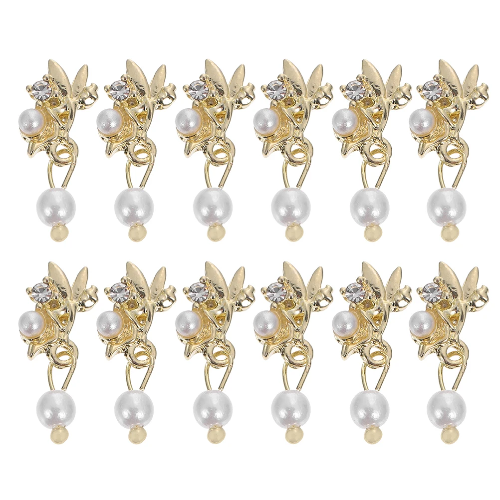 

12PCS Pearl Pendant Decor Nail Supplies DIY Manicure Acrylic Pearls Fingernail nament Creative Craft Gifts
