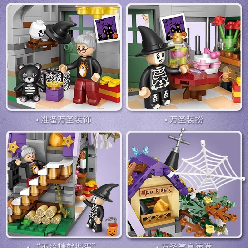 LOZ – blocs de construction originaux, maison de citrouille, chariot d'halloween, vue sur la rue, modèle de décoration, jouets pour enfants, cadeau d'anniversaire, nouvelle collection