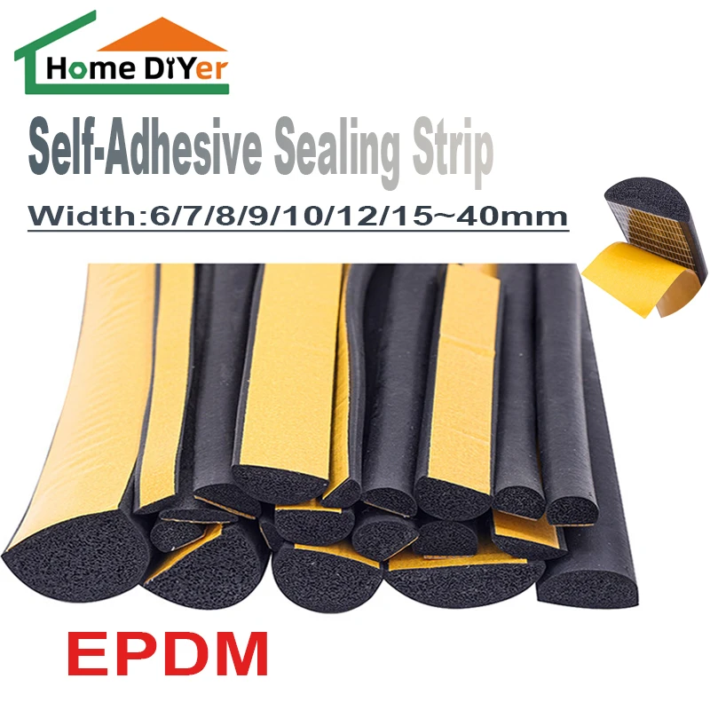Rubber Self Adhesive Sponge Seal Strip Width 6-45mm Thick 3-20mm Single Sided Adhesive EVA Black Foam Anti-collision Seal Gasket