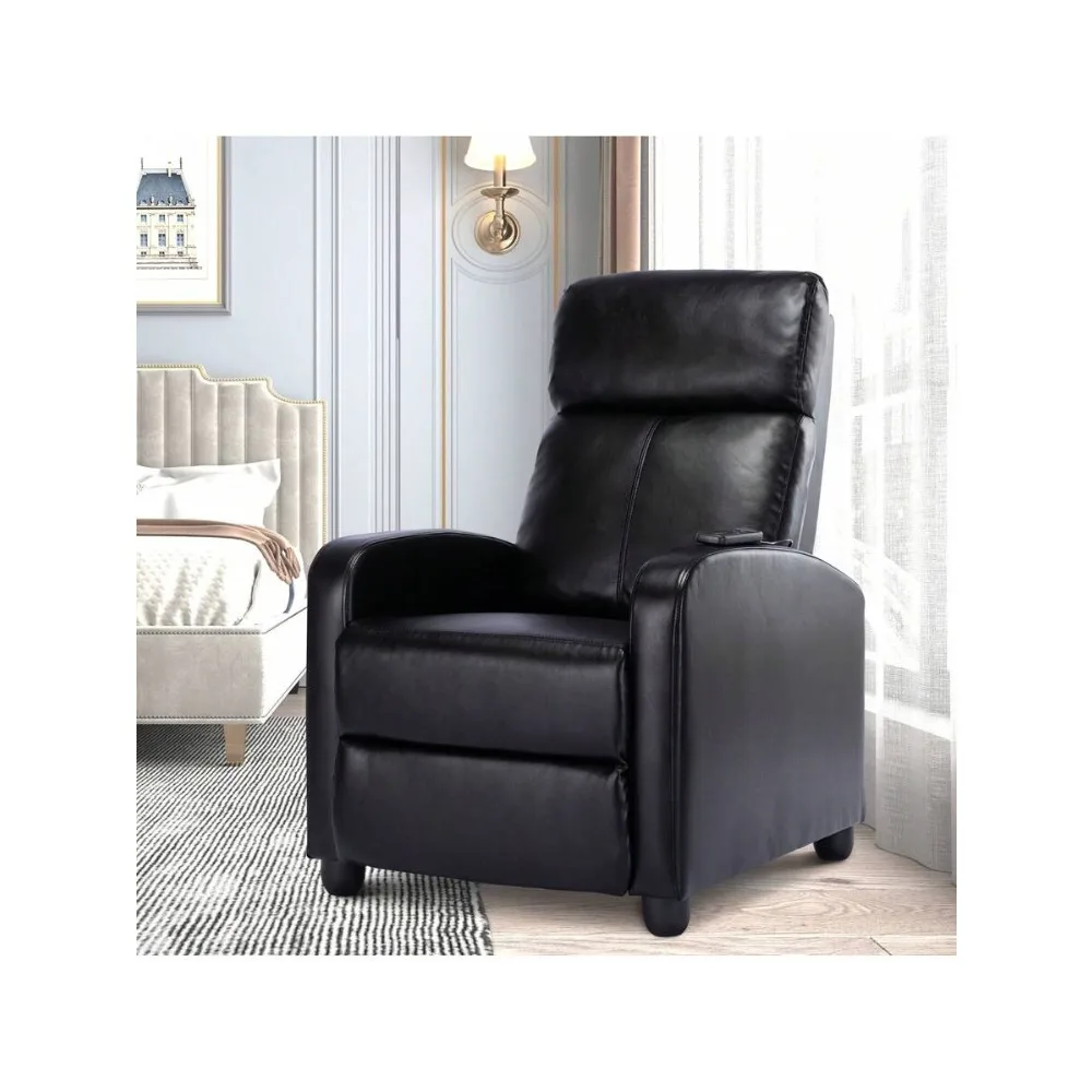PU Leather Recliner Chair for Living Room Bedroom Home Theater Single Sofa with Two Point Massage Function Heated Backrest Footrest Lounge Chair Modern Adjustable Seat for Adults Elderly view 6