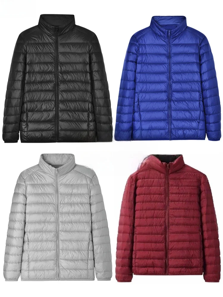 Lightweight Silk Cotton Jacket Men's Spring Autumn New Style Large Size Ultra Light Stand Collar Hooded Short Cotton Coat