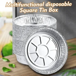 Round Aluminum Pan with Flat Board Lid, Heavy Duty,  Tin Food Containers, Safe for Freezer Oven, 20 PCs, 8 in