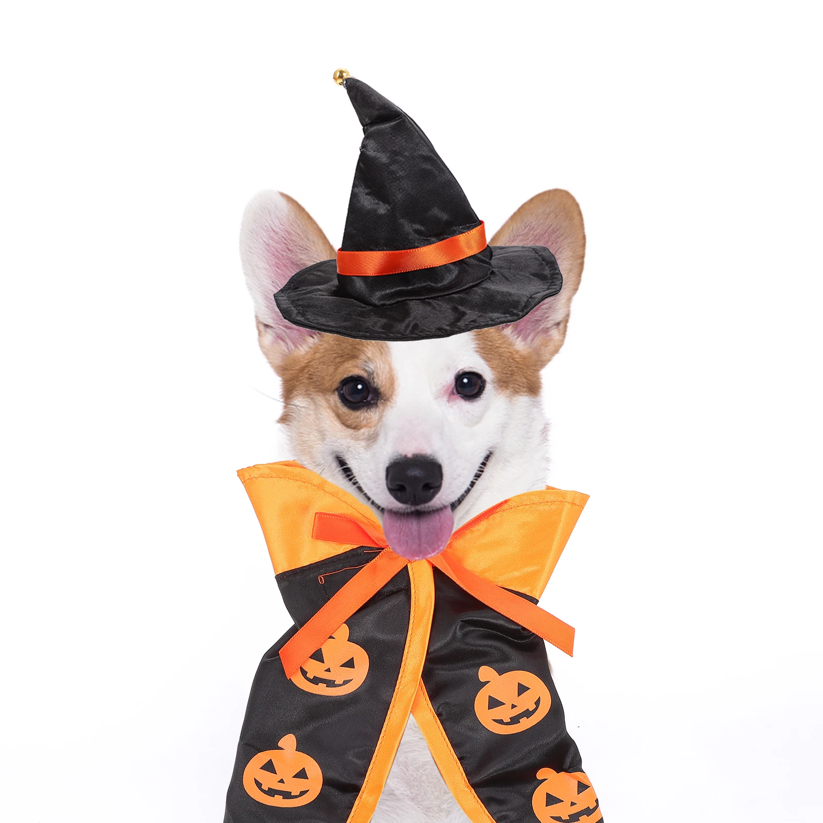 

Pet Cape Hat Set Halloween Costume for Dogs Cats Lightweight Comfortable Festival Outfit Accessory Dog Clothes