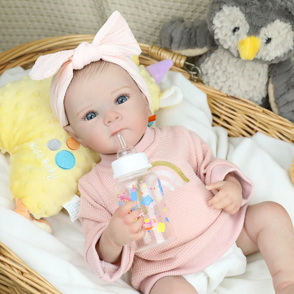 19inch Bebe Reborn Baby Newborn Doll Girl Bettie Full Body Vinyl Silicone Cuddly Hair-painted Doll Kids Girls Christmas Gifts