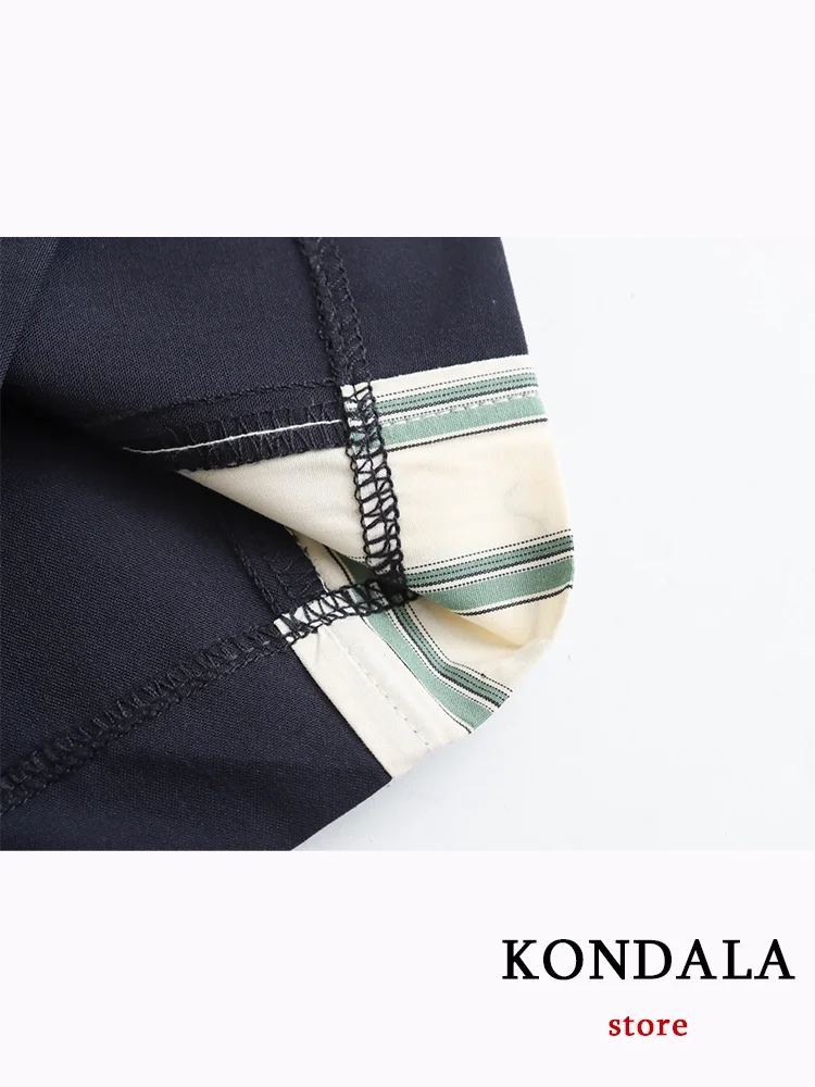 KONDALA Casual Striped Print Long Pants Women Elastic Bow Tie Straight Pants Fashion 2024 Spring Summer Sports Women Trousers