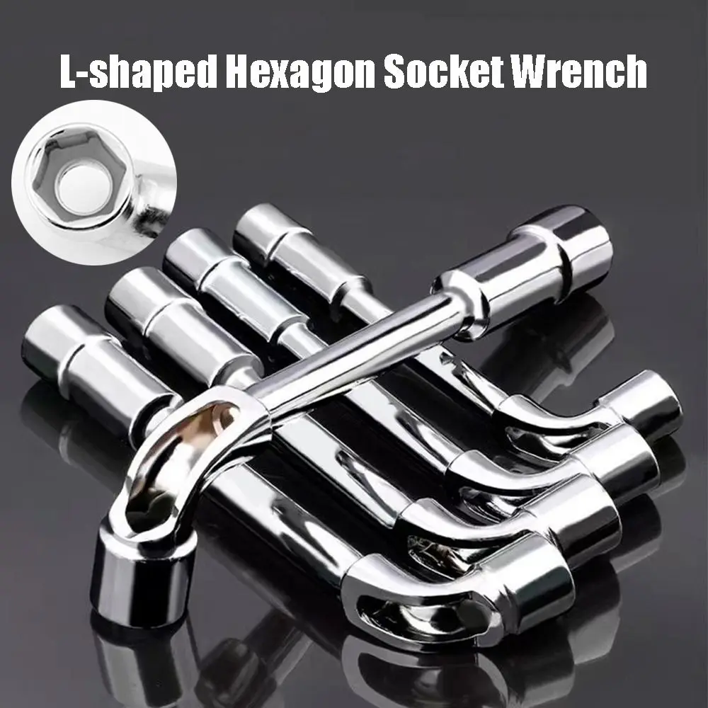 6-19mm Chrome-vanadium Steel L-shaped Socket Wrench Hex Socket Head Hex Adapter Spanner High Hardness L-shaped Design Hex Socket