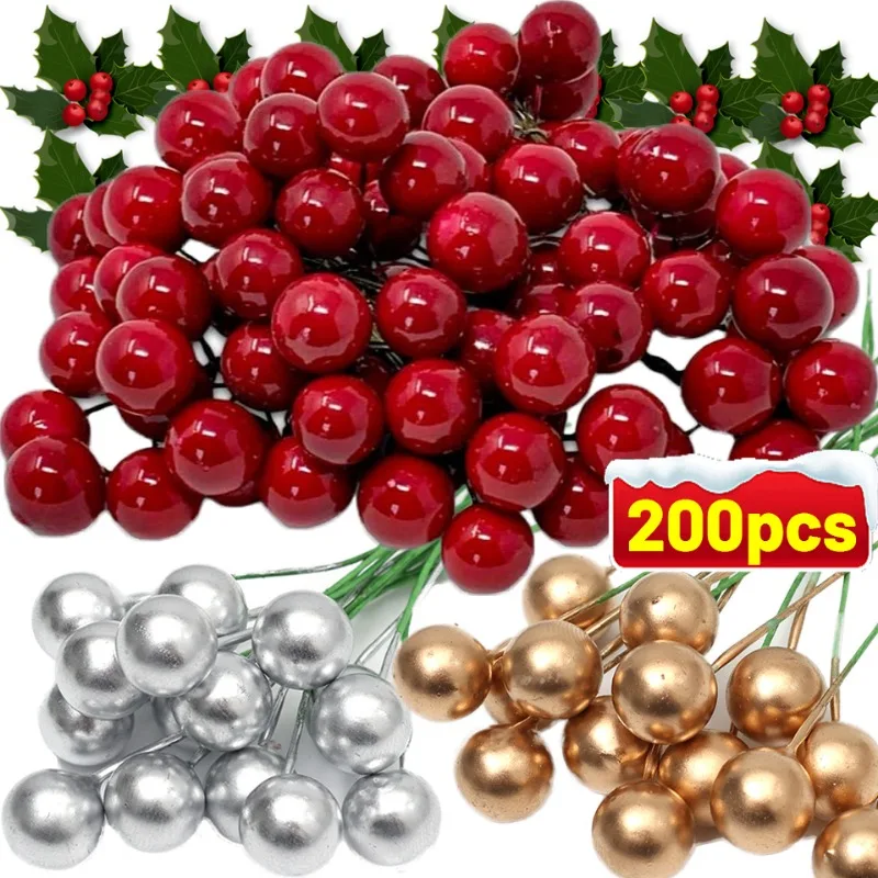 

Xmas Artificial Berry Mini Fake Berry Stems for New Year Christmas Tree Decorations DIY Xmas Holly Berries Wreath Ornaments