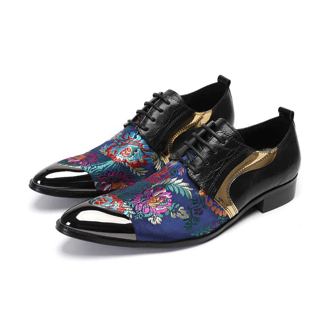 Designer Flower Real Leather Men Oxford Shoes Plus Size Birthday Party Wedding Brogue Shoes Man Lace Up Business Dress Shoes