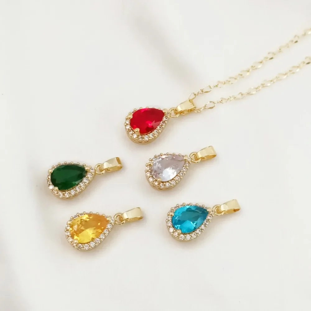 

Light Gold Accessory 14K Gold-plated and Set with Zircon Crystal Water Drop Melon Seed Pendant DIY Bracelet Pendant Material