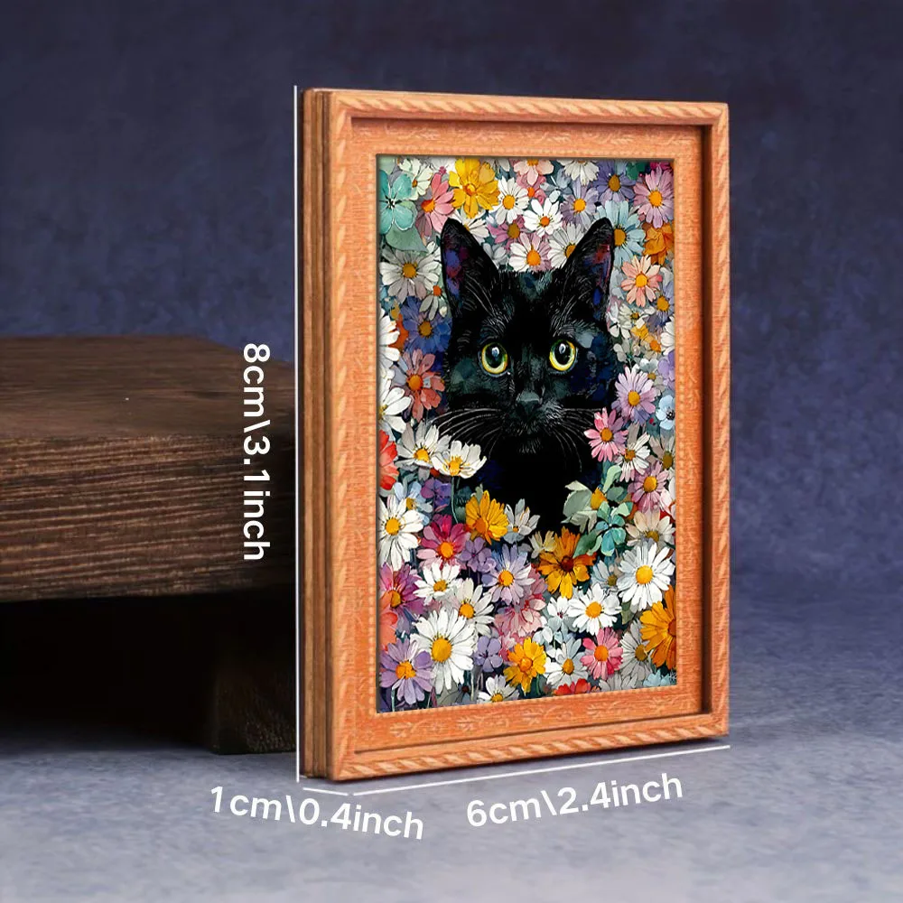 1 Piece of Watercolor-Style Refrigerator Magnet Featuring a Small Black Cat among Flowers, Fresh Contrasting Color Cat Magnetic Sticker, Healing Floral Cat Decorative Magnet, Suitable for Kitchen/Storage Cabinets, Gift for Cat Lovers