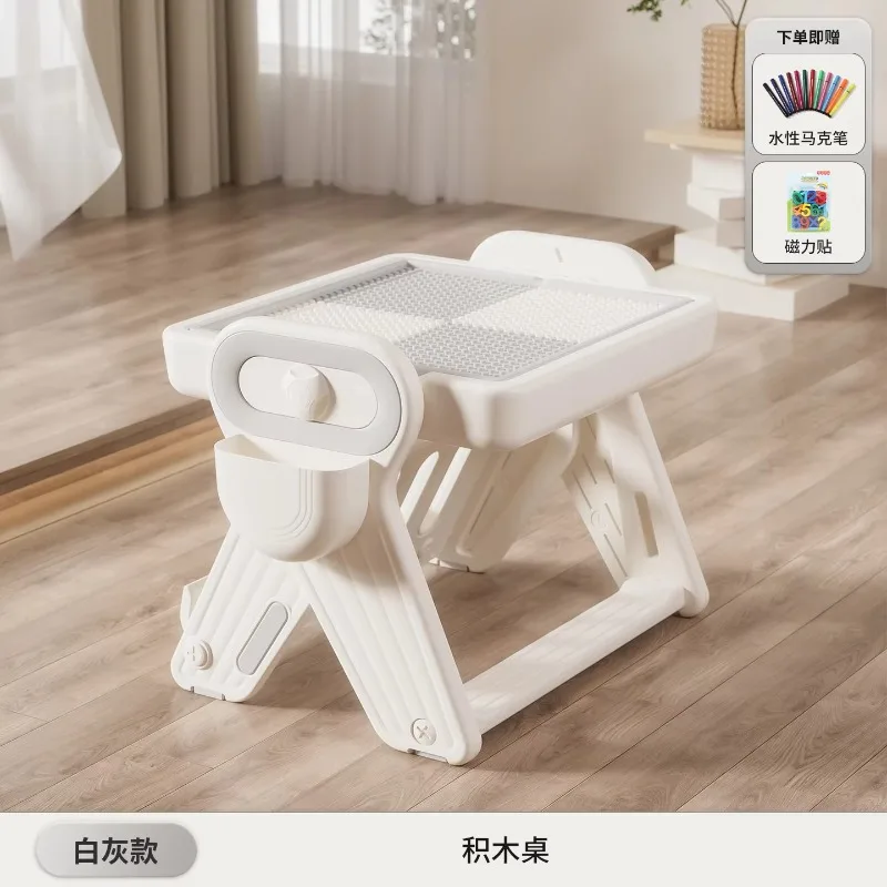 Multifunctional Drawing Board for Children Educational Baby Toy for Ages 4-6 Early Learning Game with Building Blocks Table