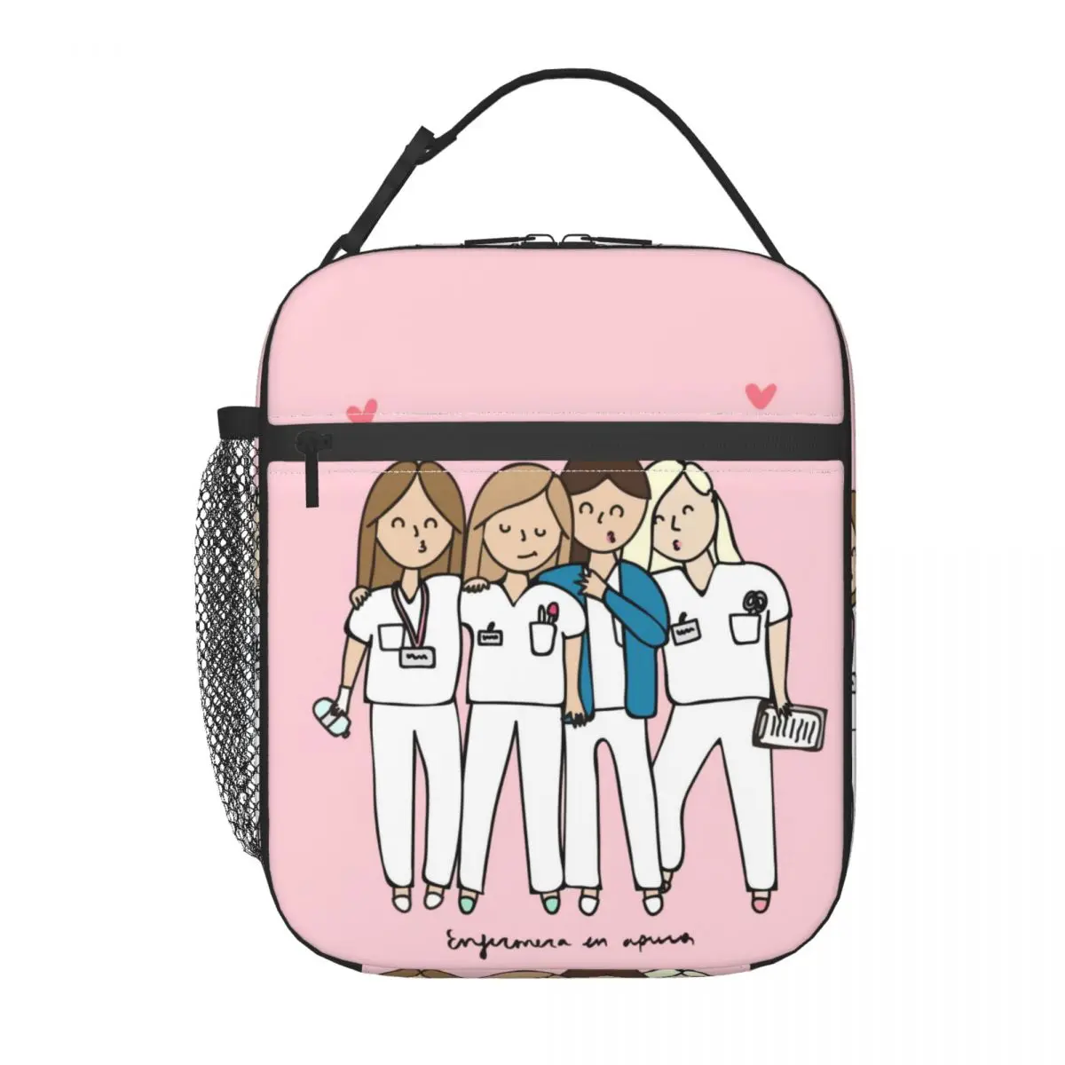 Verpleegsterpatroon Resuable Lunchbox Voor Vrouwen Waterdichte Verpleging Thermisch Koeler Voedsel Geïsoleerde Lunchtas School Kinderen Student