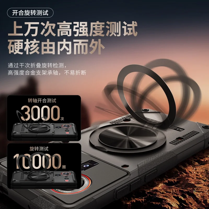 Magnetyczne etui na telefon z podstawką do Nubia Z70 Z60 Z80 Ultra, miedziane odprowadzanie ciepła, uchwyt samochodowy, odporna na wstrząsy osłona ochronna. — zdjęcie produktu 4