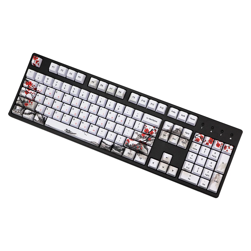 OEM PBT Keycaps US Korean Japanese Russian Cpas For Cross Switch Mechanical Gaming Keyboards No Backlit Plum Blossom Keycaps