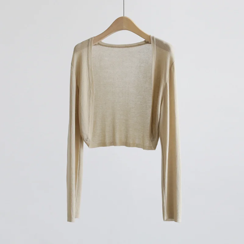 Fashion Black White Knitted Sweater Women Cardigans Long Sleeve Sunscreen Knit Sweater Cardigan Women Tops Women Clothing Q3444