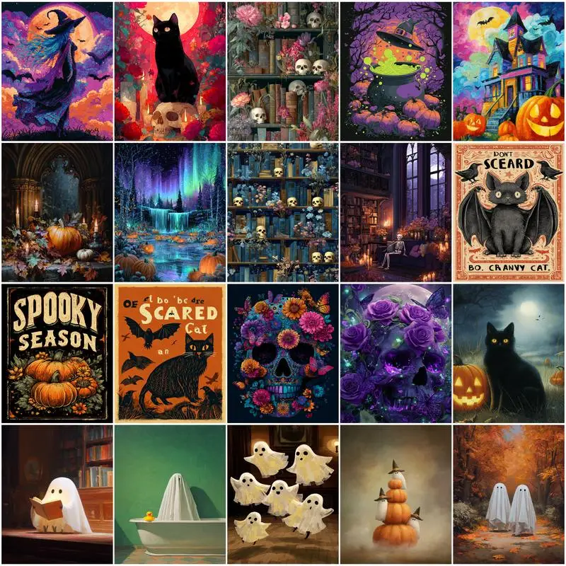 

GATYZTORY Painting By Numbers With Canvas Frame Paint Pictures By Numbers Halloween Handmade Drawing Numbers Handmade Wall Art