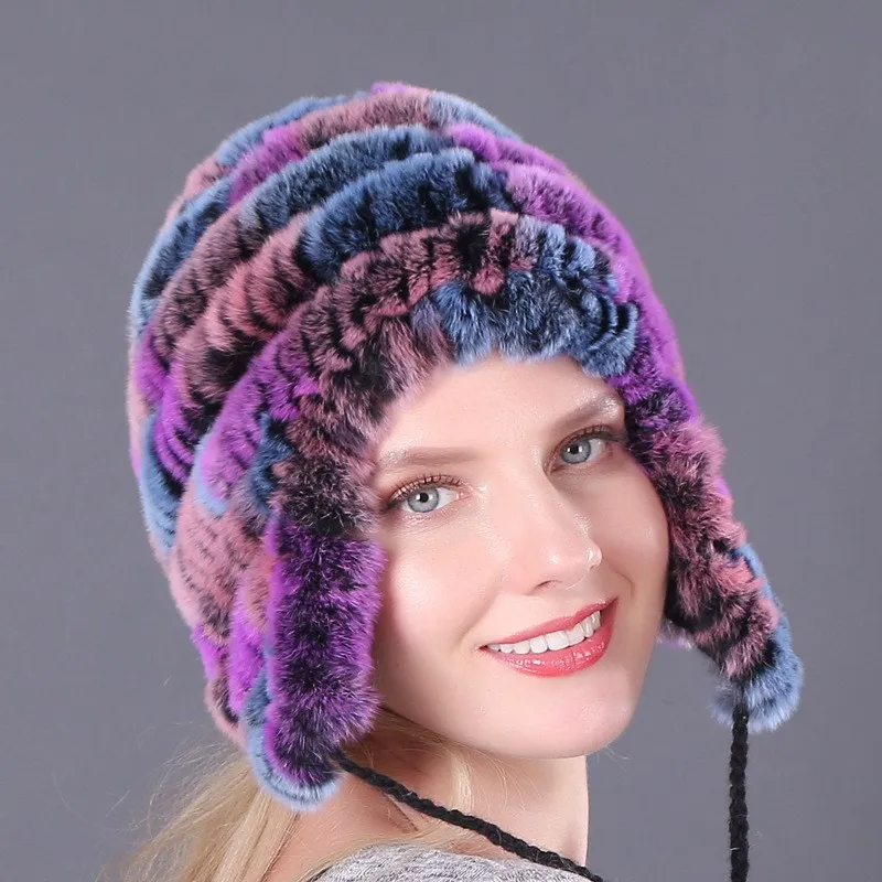 

Thickened warm hats ear-protecting fur and cotton women's casual woolen