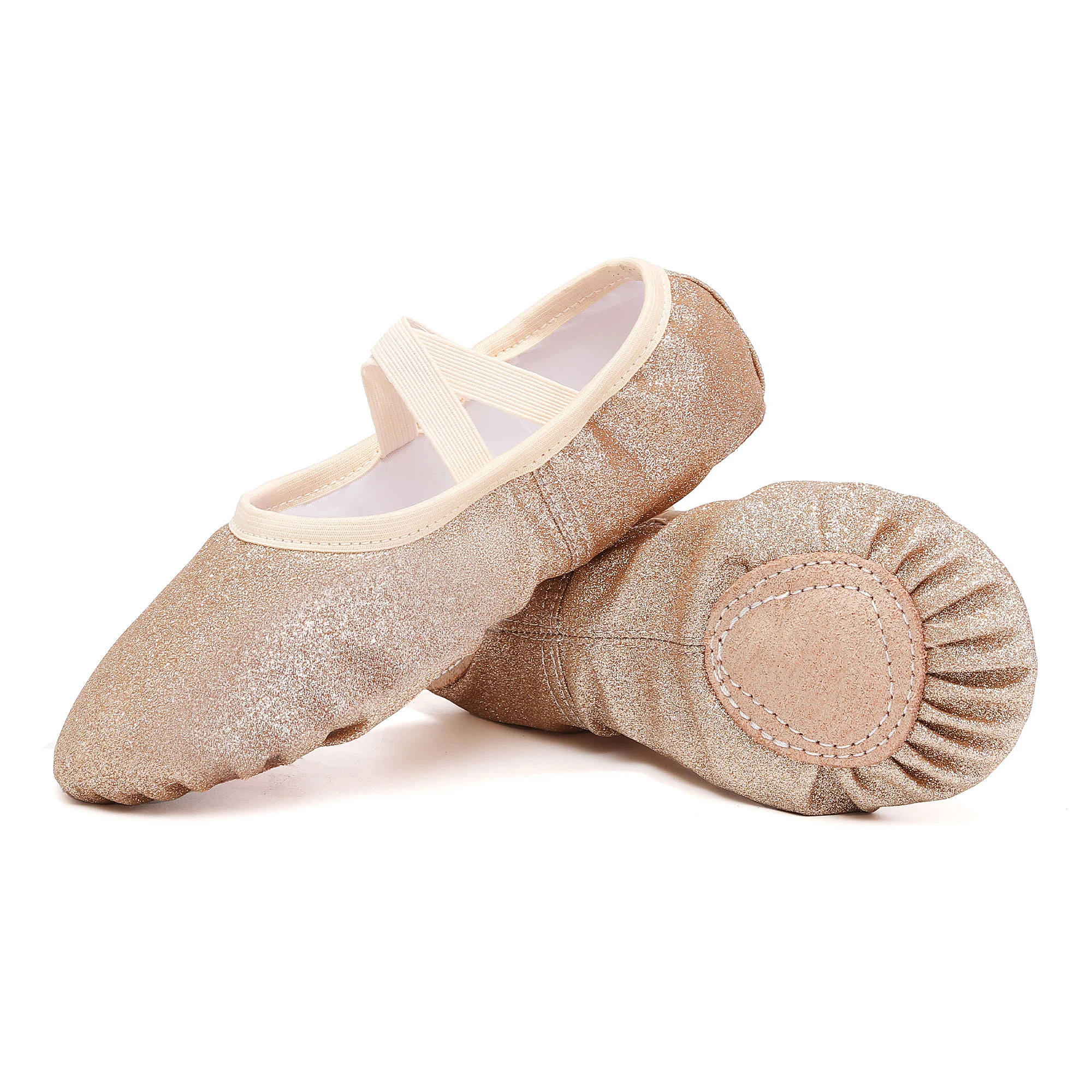 Children Ballet Dance Shoes Glitter Lace Up Free Golden Dance Shoes Adult Women Soft Soled Practice Shoes Cat Paw Dance Shoes