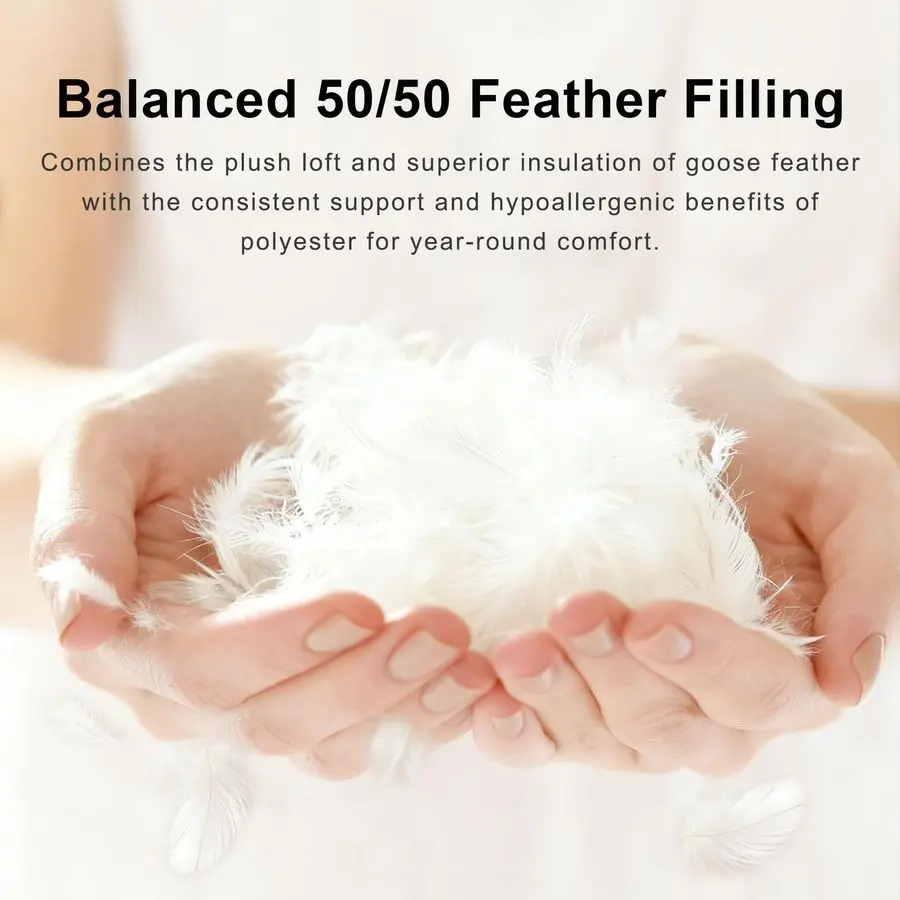 Edredom de penas tamanho queen, inserção de edredom de algodão de poliéster branco, edredom para cama de hotel para todas as estações com abas de canto