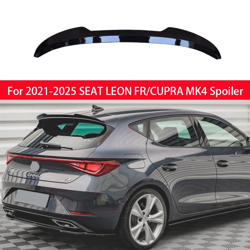 For 2021-2025 SEAT LEON FR/CUPRA MK4 Max Style Spoiler 4-Door Hatchback Bodykits Tuning Bright Black Carbon Fiber Pattern