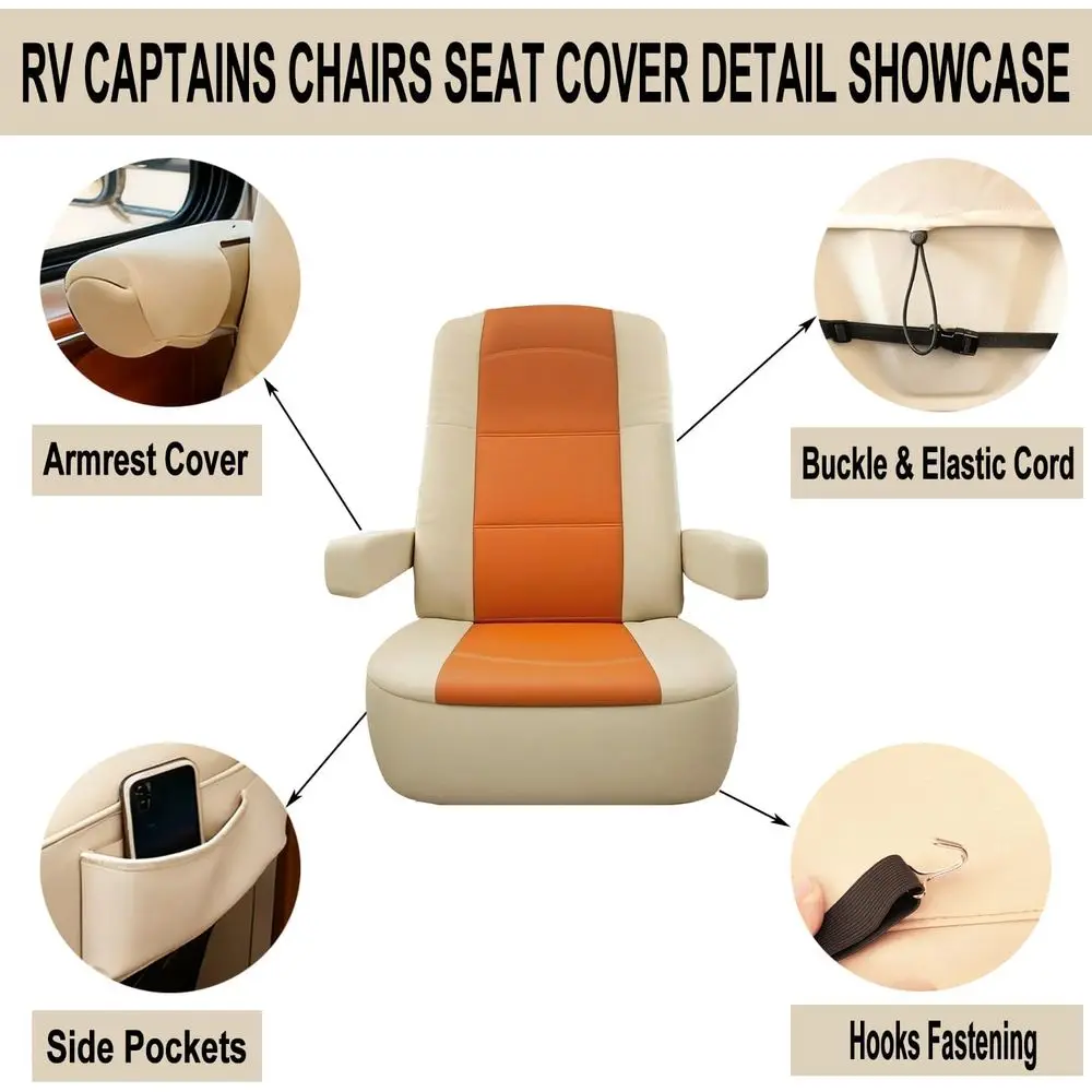 RV Captain Chair Seat Covers Motorhome Seat Covers for Class-A RV,Premium Nappa Leather,Pet-Friendly,Breathable & Comfortable Fr - view 4