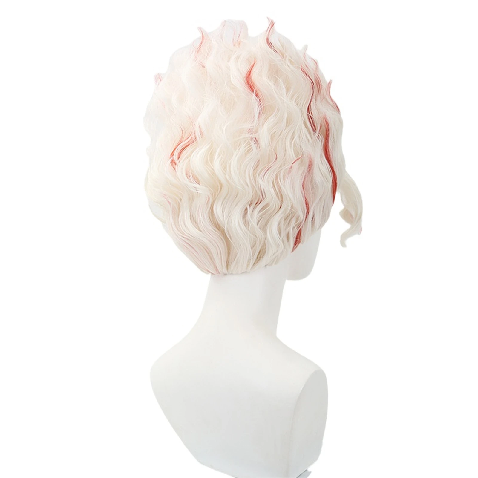 Okarun-Peluca de Cosplay de Anime Takakura Ken para hombre, tocado de pelo rizado resaltado en rojo y blanco, accesorios de Halloween