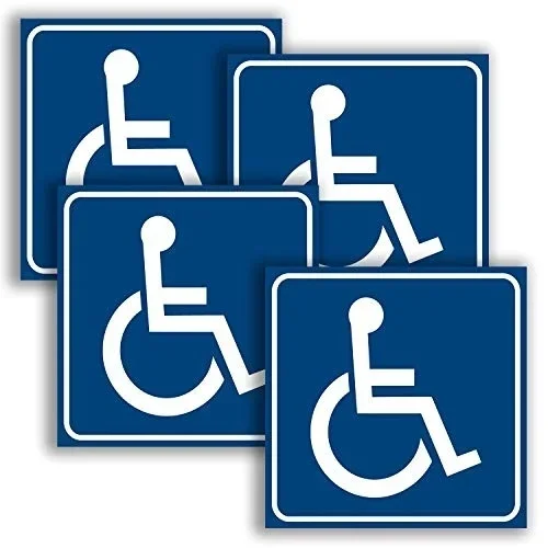 4 Pack, 6x6 inch Handicap Signs Stickers Decal Symbol