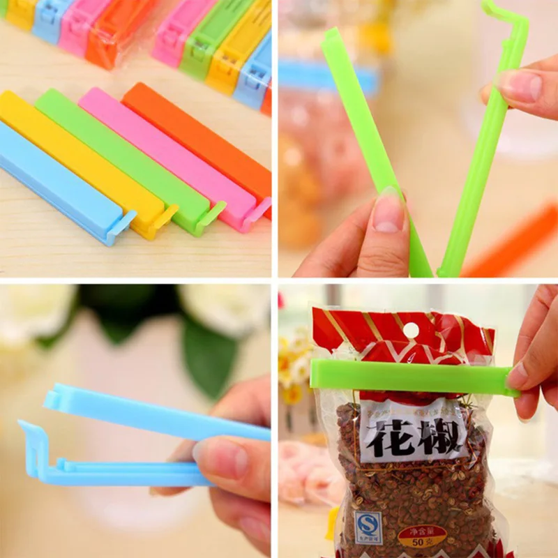 5Pcs Plastic Candy Color Slender Clips Bag Mouth Sealing Tool For Keeping Chip Cookies Fresh Home Kitchen Supplies