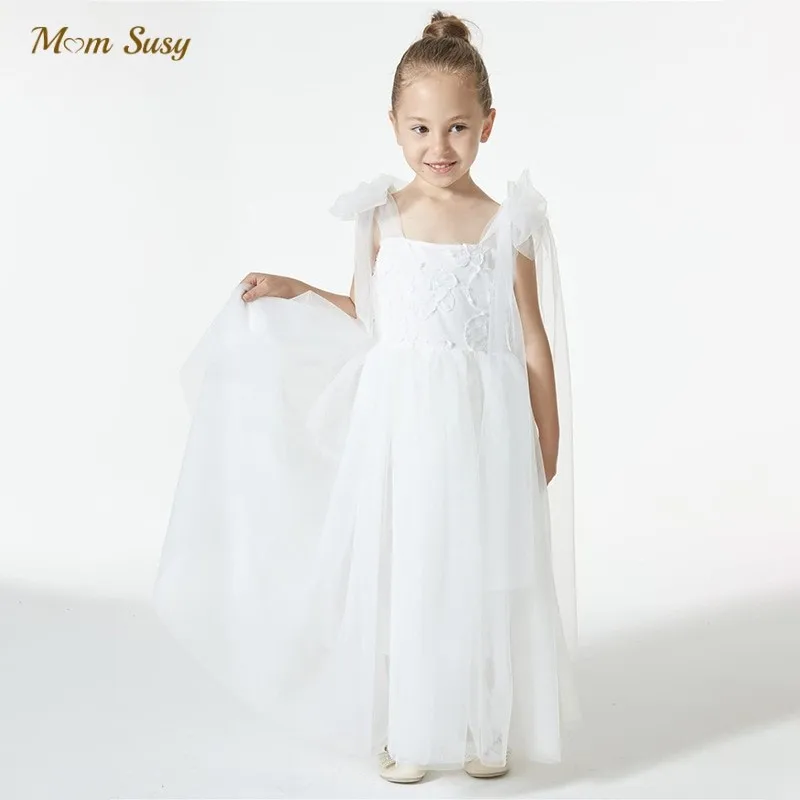 

Baby Girl Princess Bow Strap Tutu Long Dress Infant Toddler Teens Child Tulle Vestido Birthday Party Wedding Baby Clothes 1-14Y