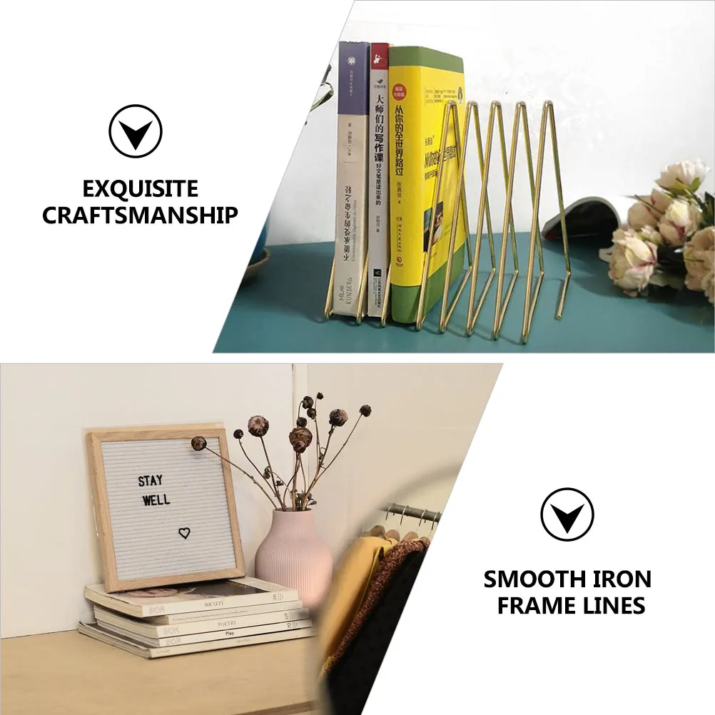 

1pc Retractable Book Stand Iron Art Desktop Triangle File Rack Bookshelf Organizer Tabletop Storage Rack For Home