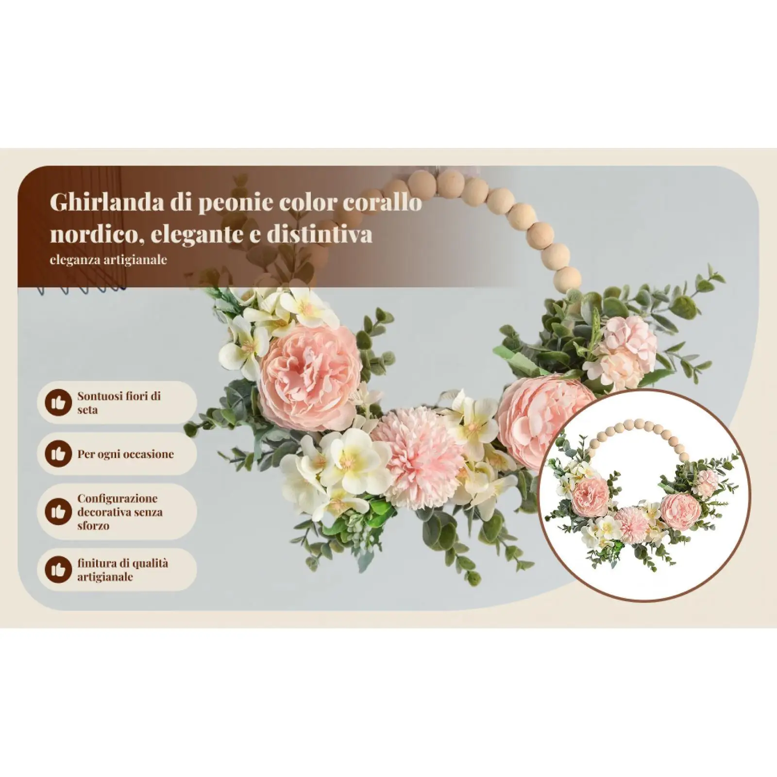 

Искусственный цветочный венок, венок ко Дню святого Валентина для декора