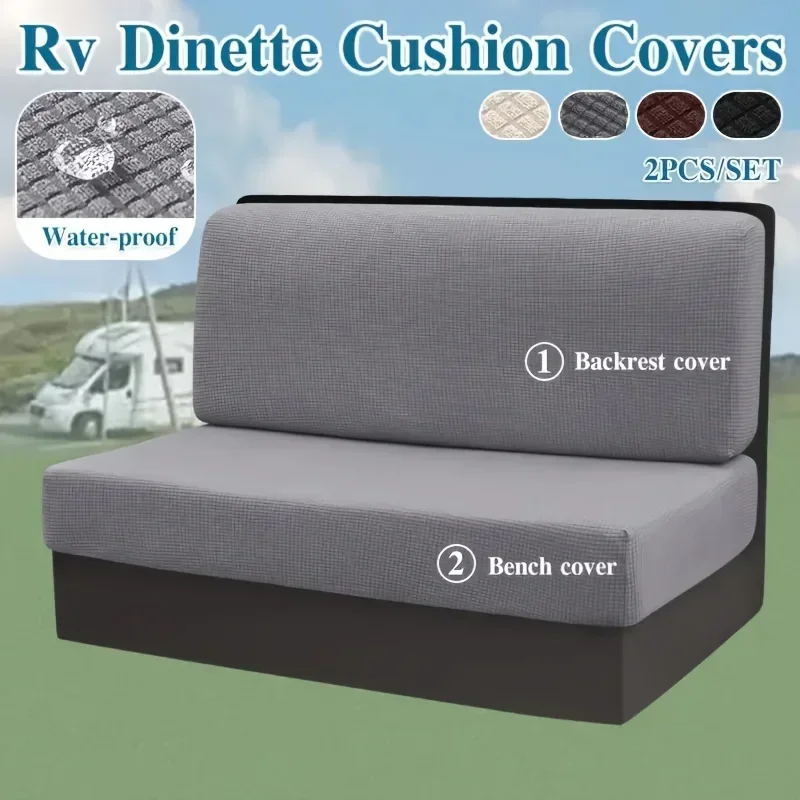 2pcs/set Stretch RV Dinette Cushions Covers Water Repellent Polar Fleece Sofa Covers RV Camper Car Seat Bench Backrest Cover