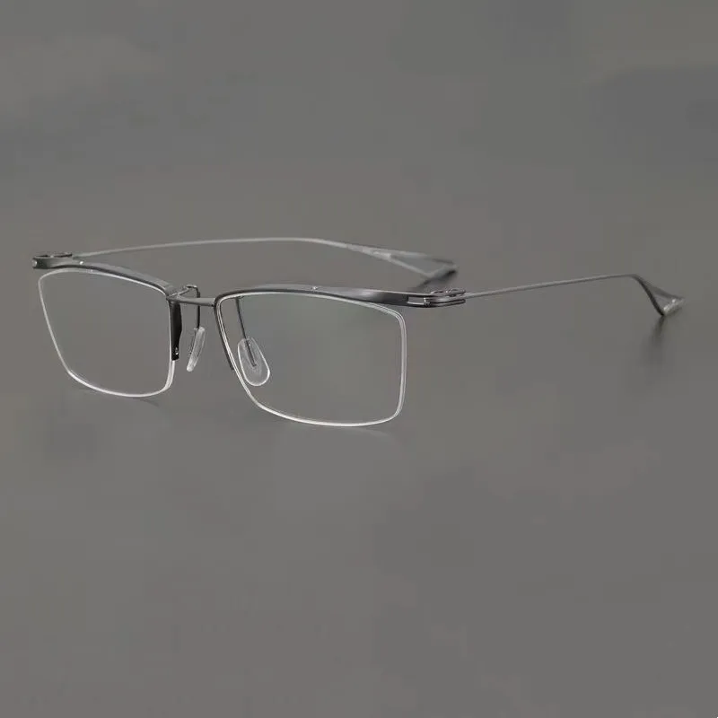 Pure Titanium Eyeglasses Half Rim Optical Frame Prescription Spectacle Men Simple Designed Glasses