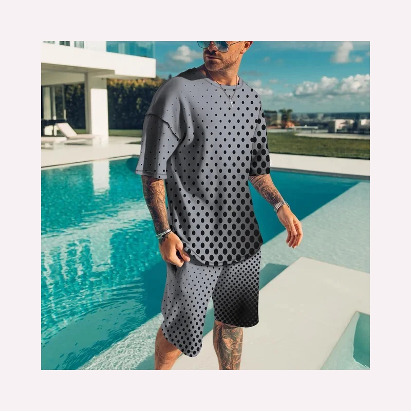 2024 New Men's Comfortable Fashion 2-piece Set Men's Shorts Casual Loose Hawaiian Beach Pool Beach Suit