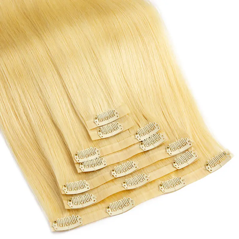 Naadloze Pu Clip Ins Haar Verlenging Menselijk Haar 7 Stks/set Met Volledig Hoofd Steil Haar Clips Voor Vrouwen 12-24Inch Gratis Verzending