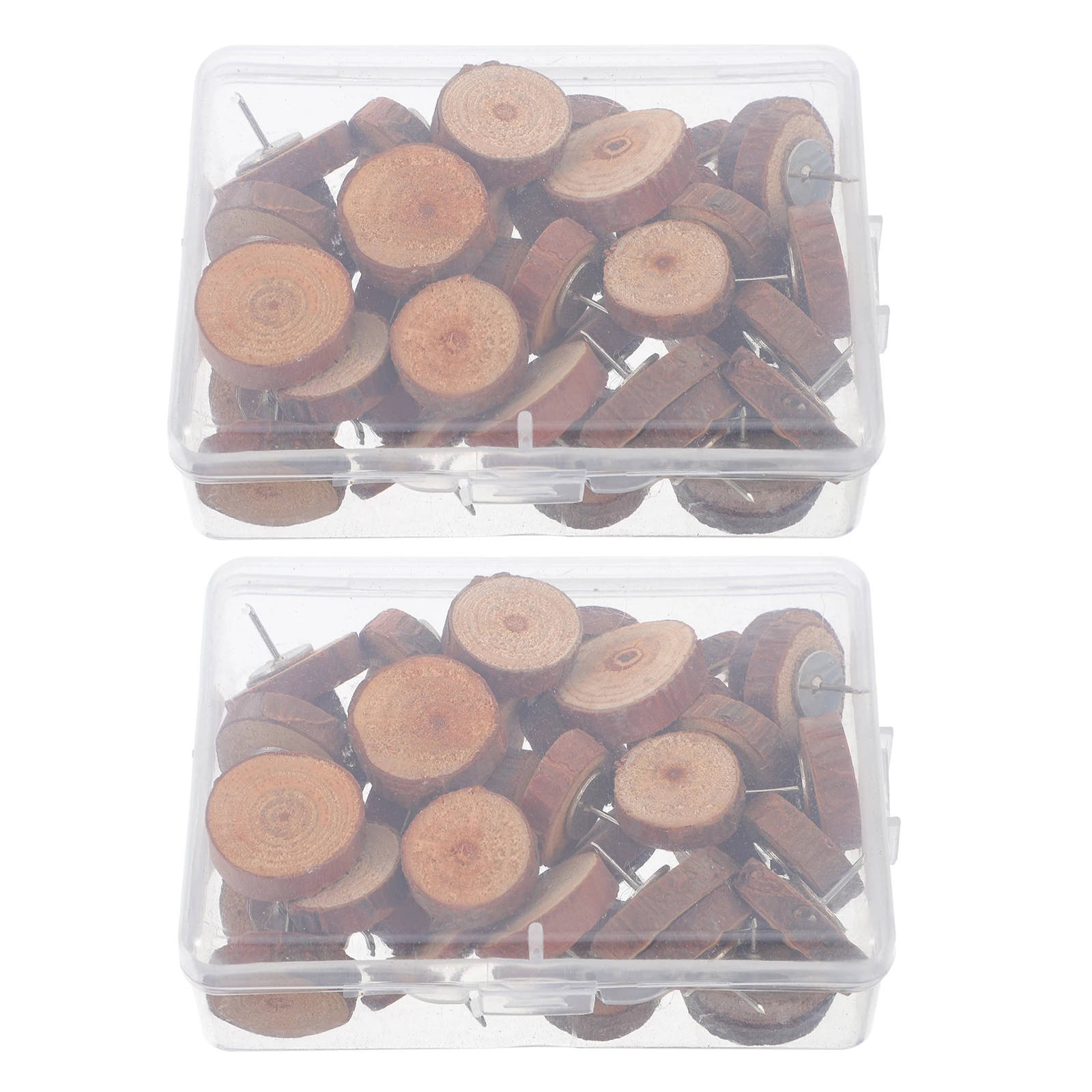 80Pcs Wood Push Pin Set Natural Bulletin Board Tacks for Drawing Boards Map Projects Notes Holding Office School Decoration Use