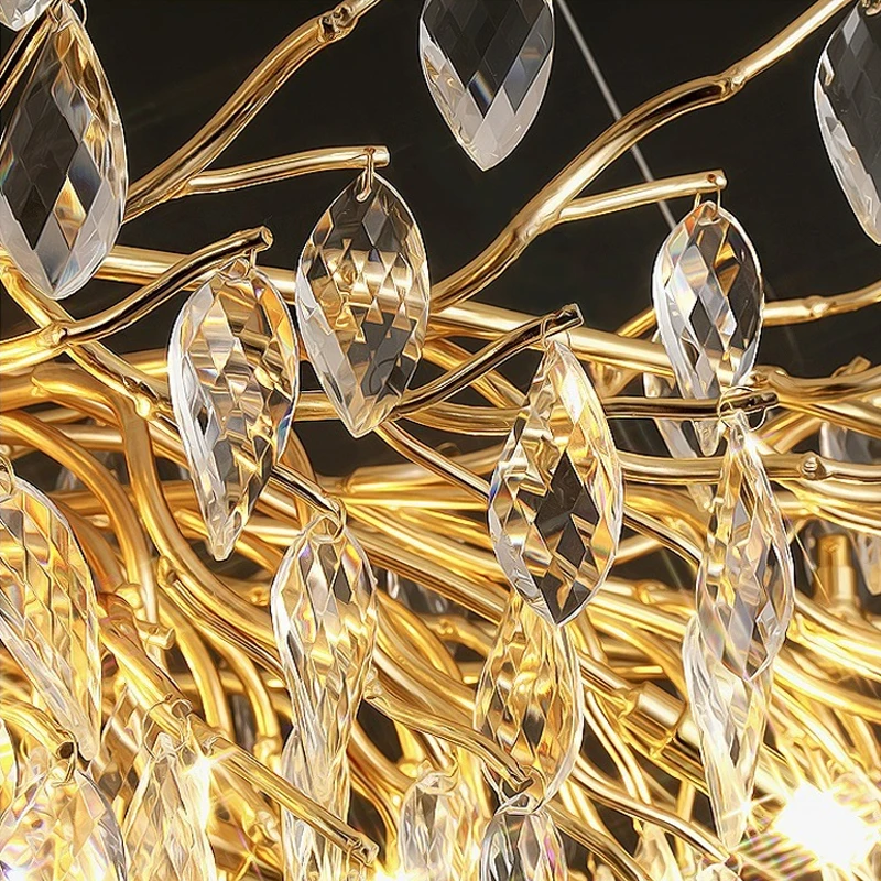 Imagem -06 - Lâmpadas de Teto Modernas Lustre de Sala de Jantar de Luxo Luzes de Lustre para Interiores Decorações de Casa com Cristais de Brilho Dourado Luzes Pendentes de Led