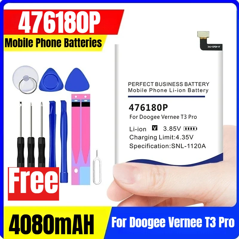 

476180P 3.8V 4080mAH Mobile Phone Batteries for Doogee Vernee T3 Pro